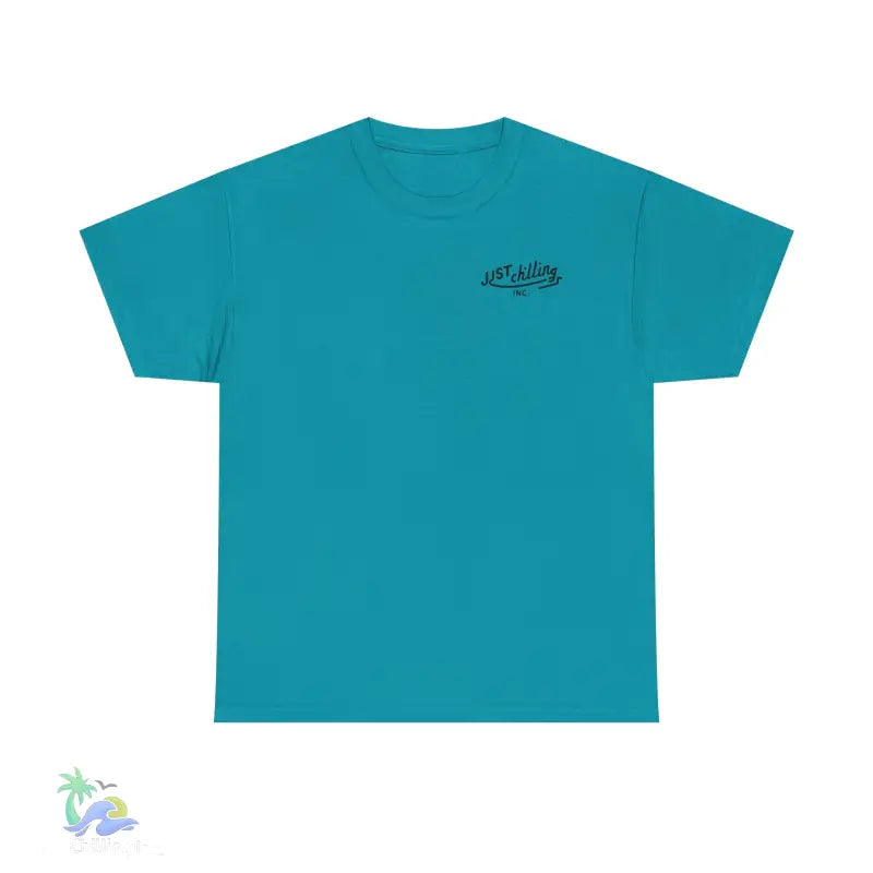 Teal t-shirt.