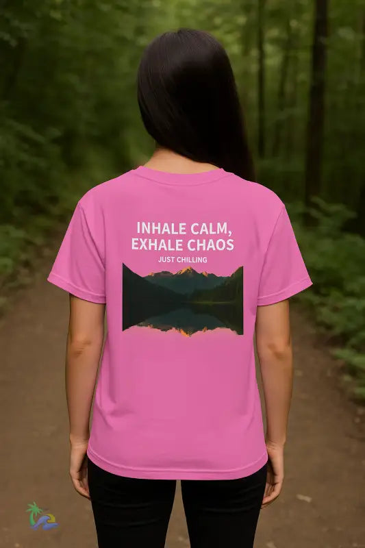 Unisex Heavy Cotton Tee – ’Inhale Calm Exhale Chaos’ | Summer Vibes Graphic Shirt T Shirt