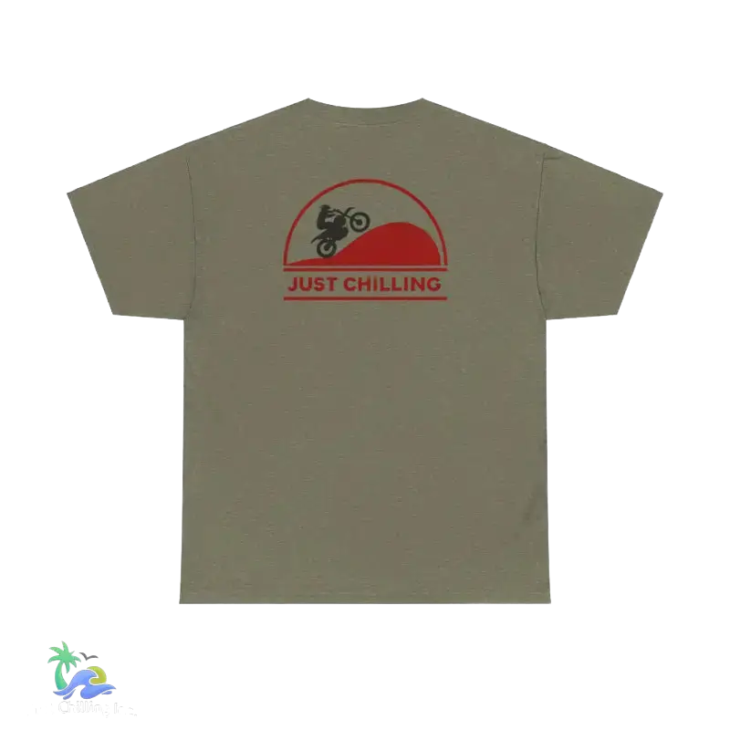 Unisex Heavy Cotton Tee Just Chilling Dirt Bike Tee - Heather Military Green / S - T-Shirt