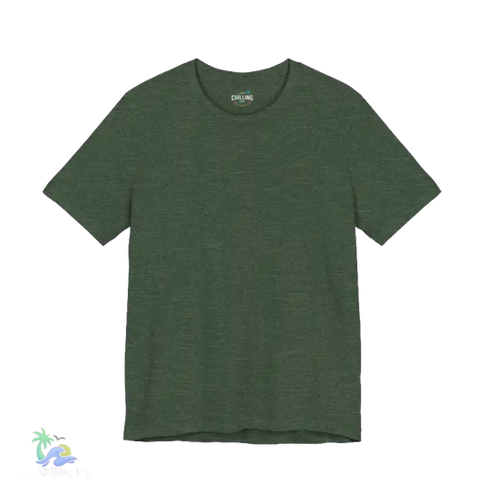 A simple, green t-shirt against a black background.