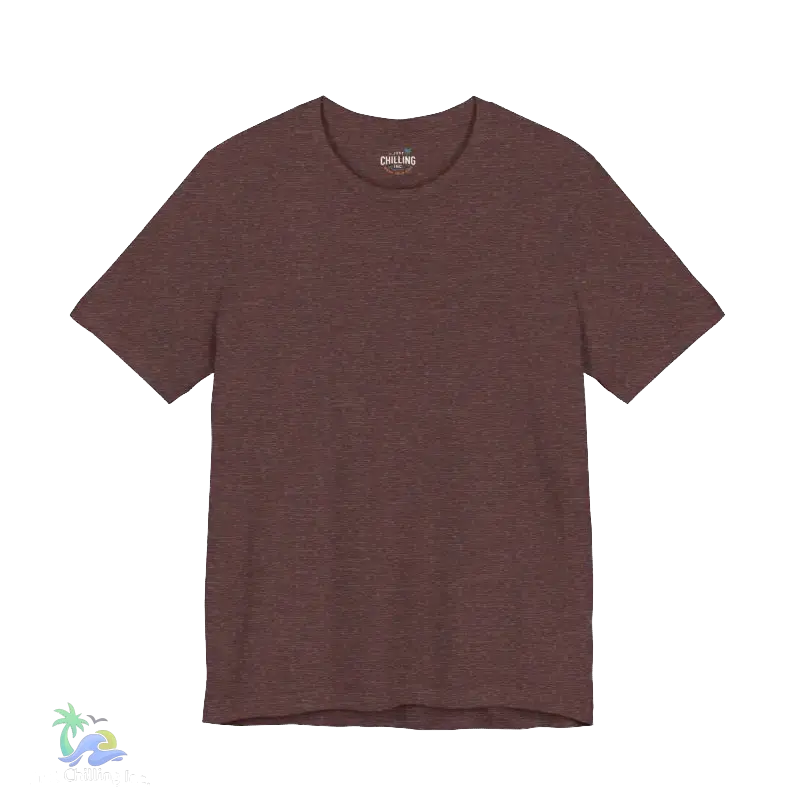 A simple, solid-colored t-shirt is shown against a black background.
