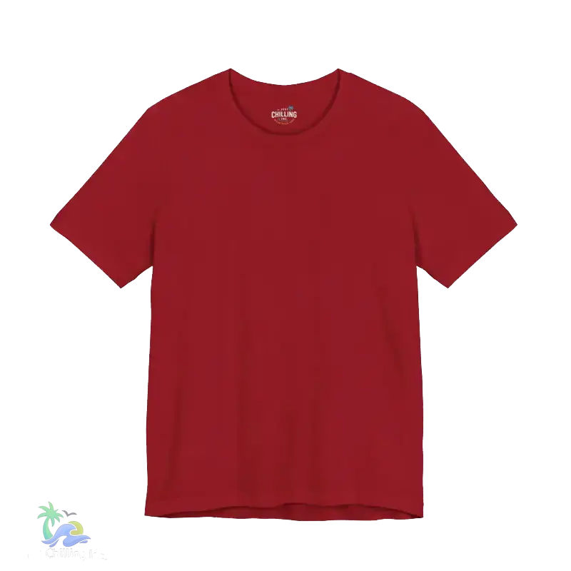 A red t-shirt against a black background.