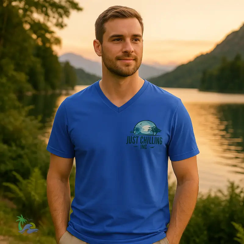 Unisex Jersey Short Sleeve V-Neck Tee – Just Chilling - V-neck