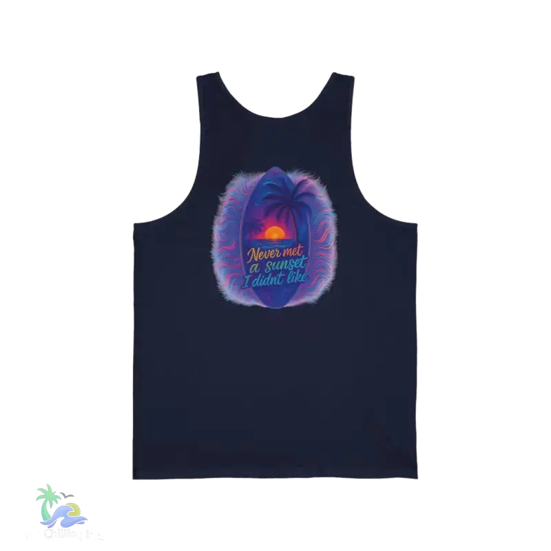 Unisex Jersey Tank I never meet a sunset I didn’t like - XS / Navy - Tank Top