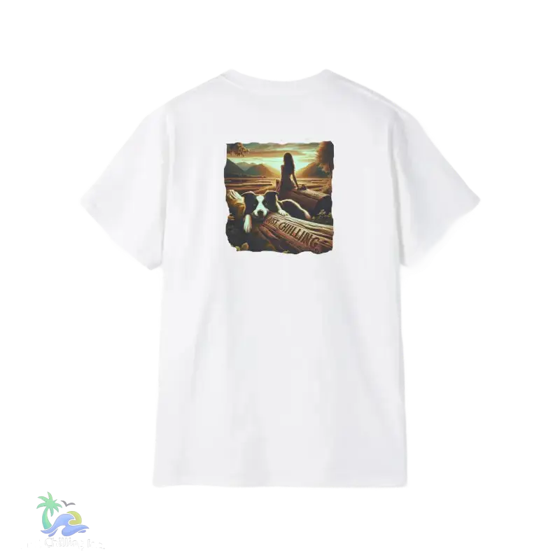 Unisex Ultra Cotton Tee a girl and her dog just chilling - T-Shirt