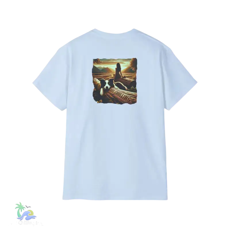 Unisex Ultra Cotton Tee a girl and her dog just chilling - Light Blue / S - T-Shirt