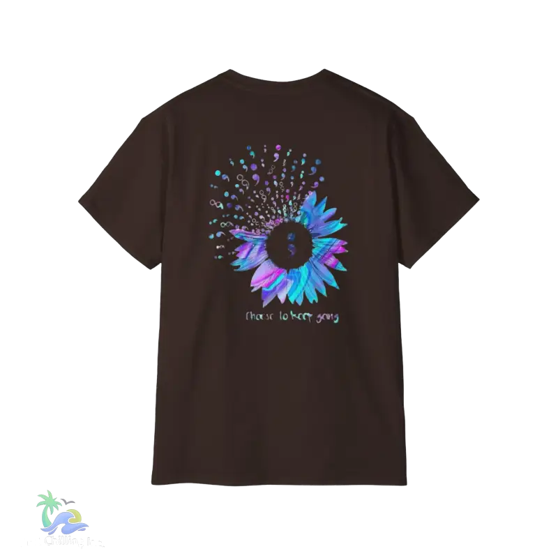 a brown t - shirt with an image of a sunflower