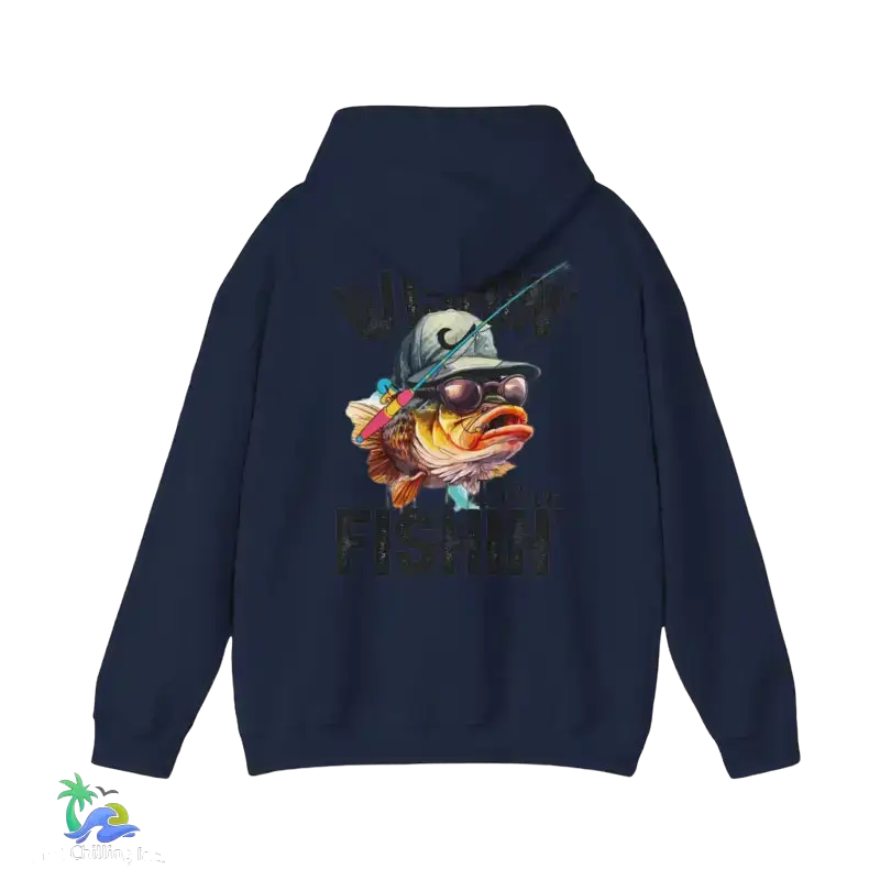 Wishing I Was Fishing Hoodie - Navy / S - Hoodie