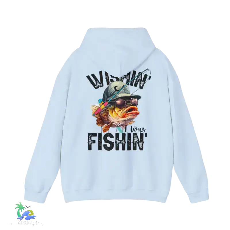 Wishing I Was Fishing Hoodie - Light Blue / S - Hoodie