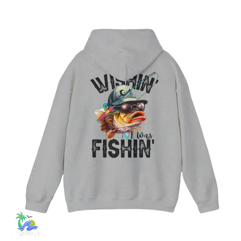 Wishing I Was Fishing Hoodie - Sport Grey / S - Hoodie