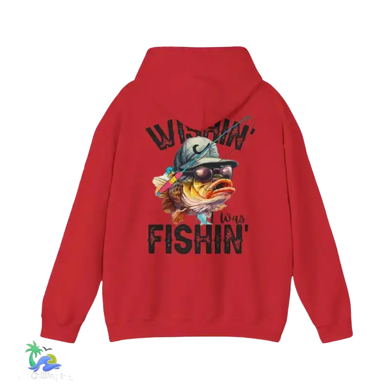 Wishing I Was Fishing Hoodie - Red / S - Hoodie