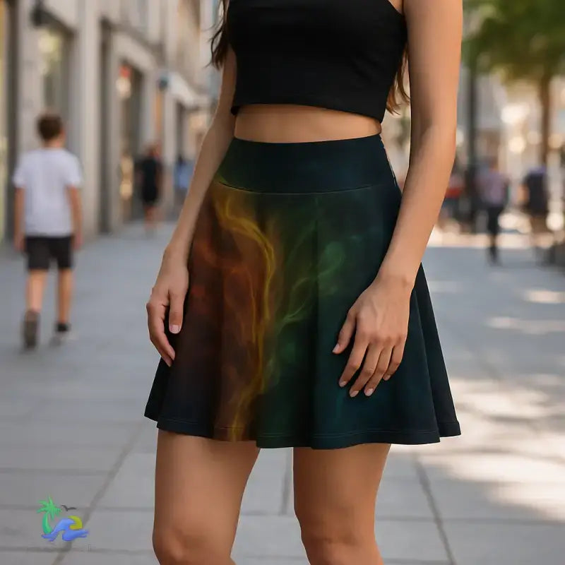 Women’s A-Line Skater Skirt – Fire & Smoke Gradient Print - All Over Prints