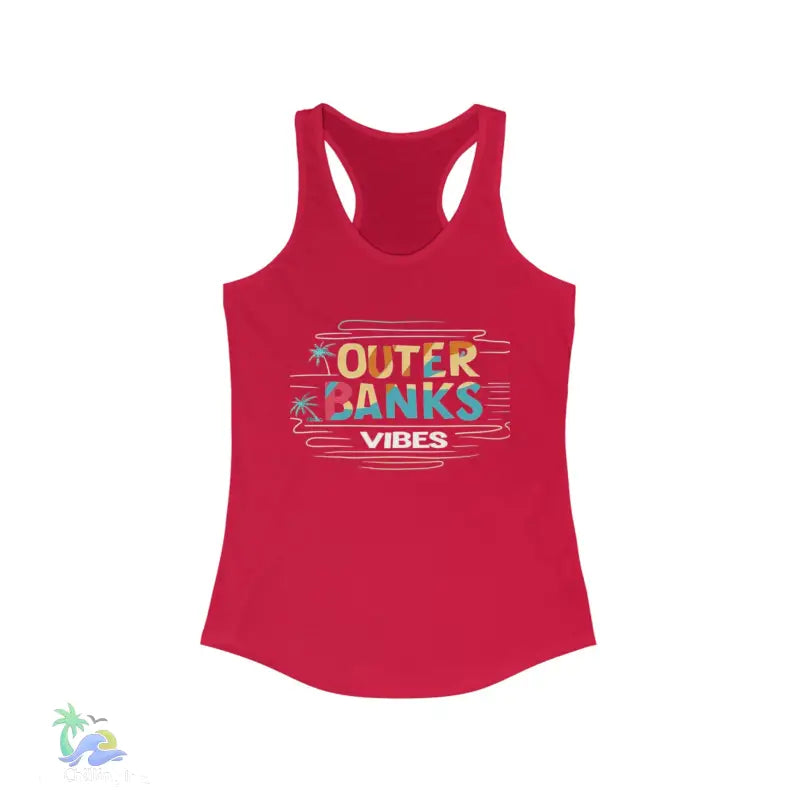 Women’s Ideal Racerback Tank outer banks vibes - XS / Solid Red - Tank Top