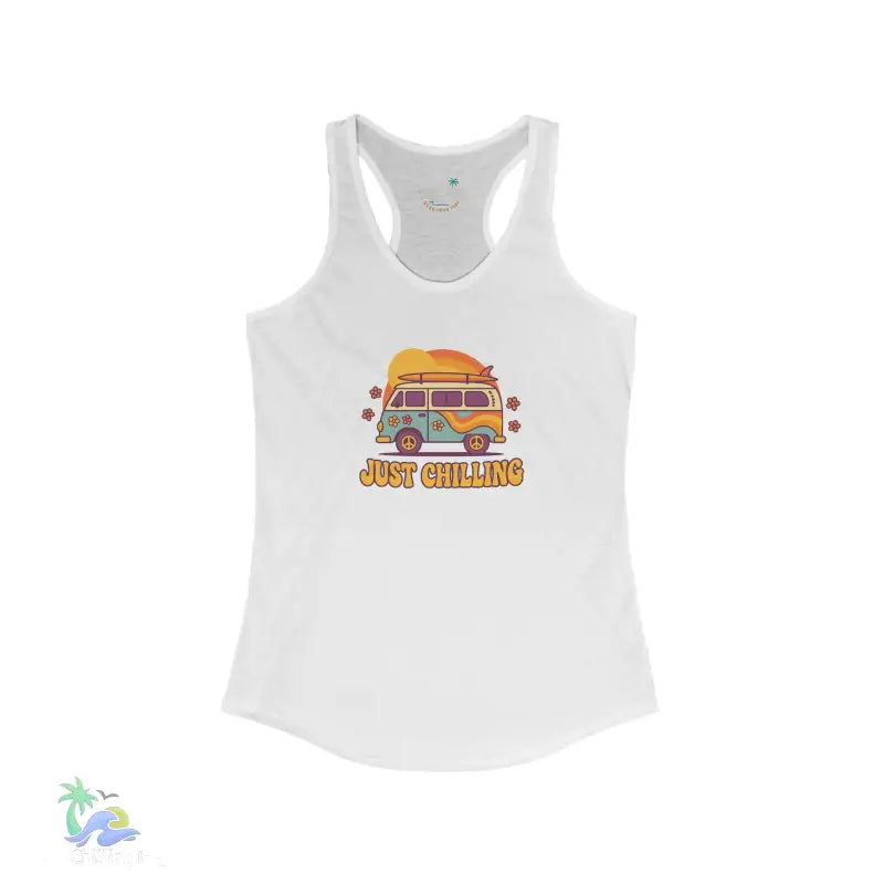 Women’s Racerback Thank peace hippie van design - S / Solid White - Tank Top