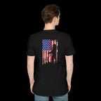 American Flag T-Shirt – Unisex Softstyle Tee With Soldier Silhouette Design - Just Chilling Inc.