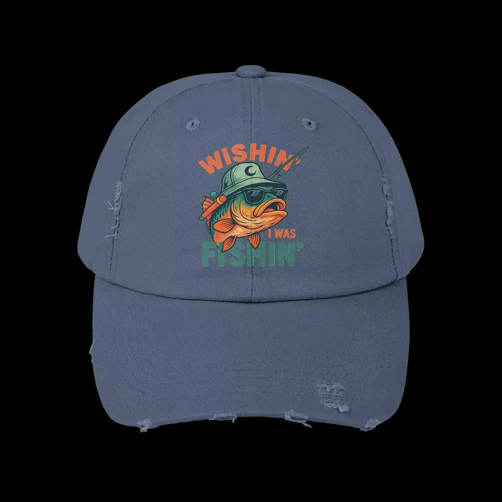 Distressed Cotton Twill Cap – Adjustable Fishing Hat with D-Ring Strap - Just Chilling Inc.