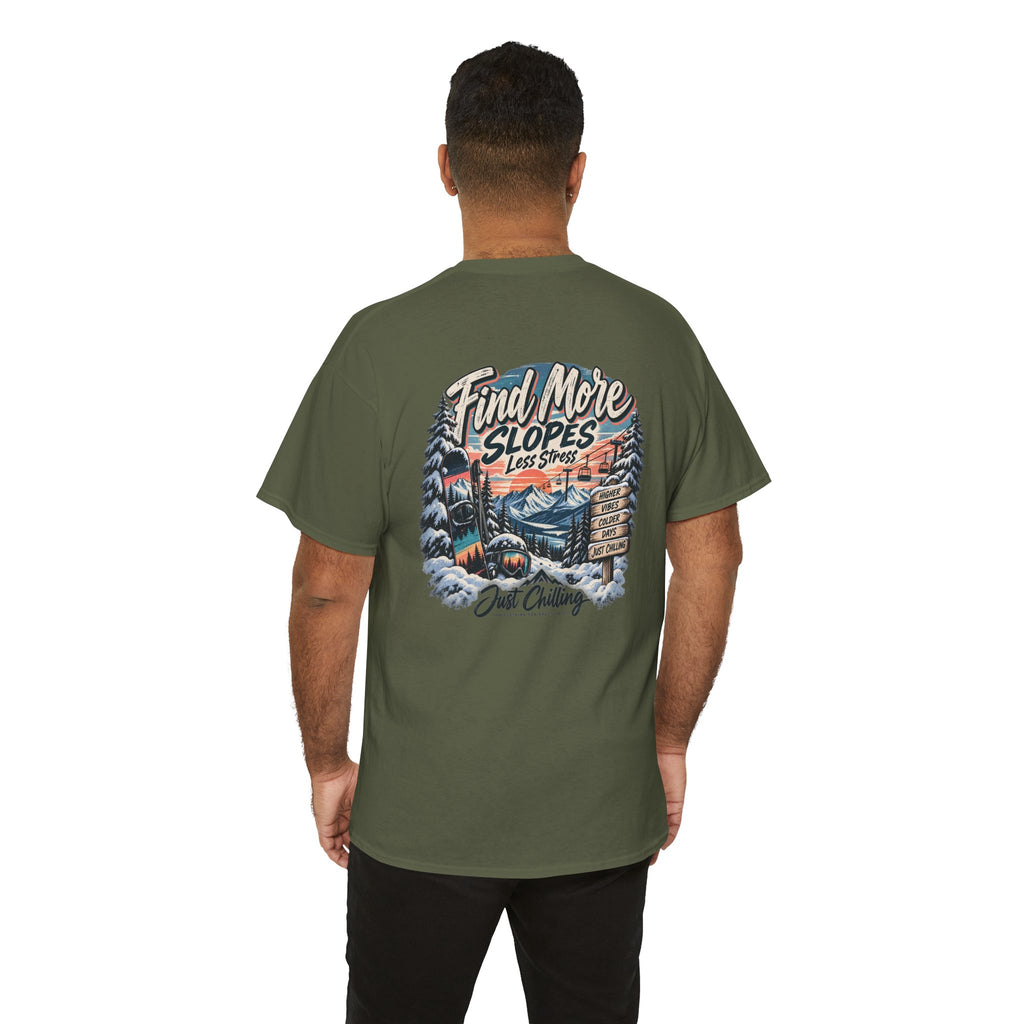 Camiseta Gráfica de Esquí Just Chilling - Encuentra Más Pistas, Menos Estrés