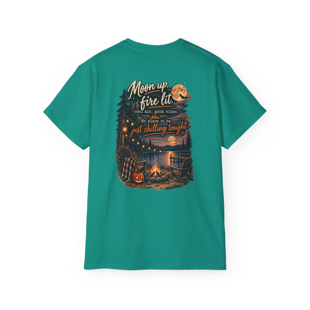 Campfire Night Tee — "Moon up, fire lit" Graphic T-Shirt