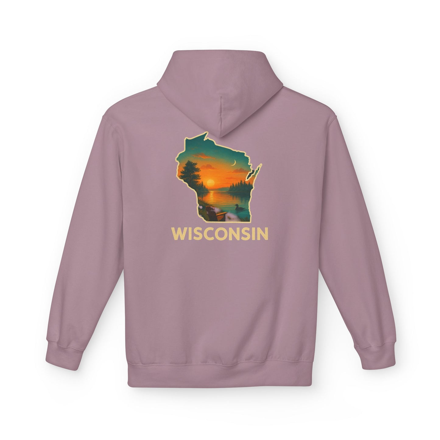 Wisconsin Scenic  Unisex Hoodie — State Silhouette Sunset Sweatshirt