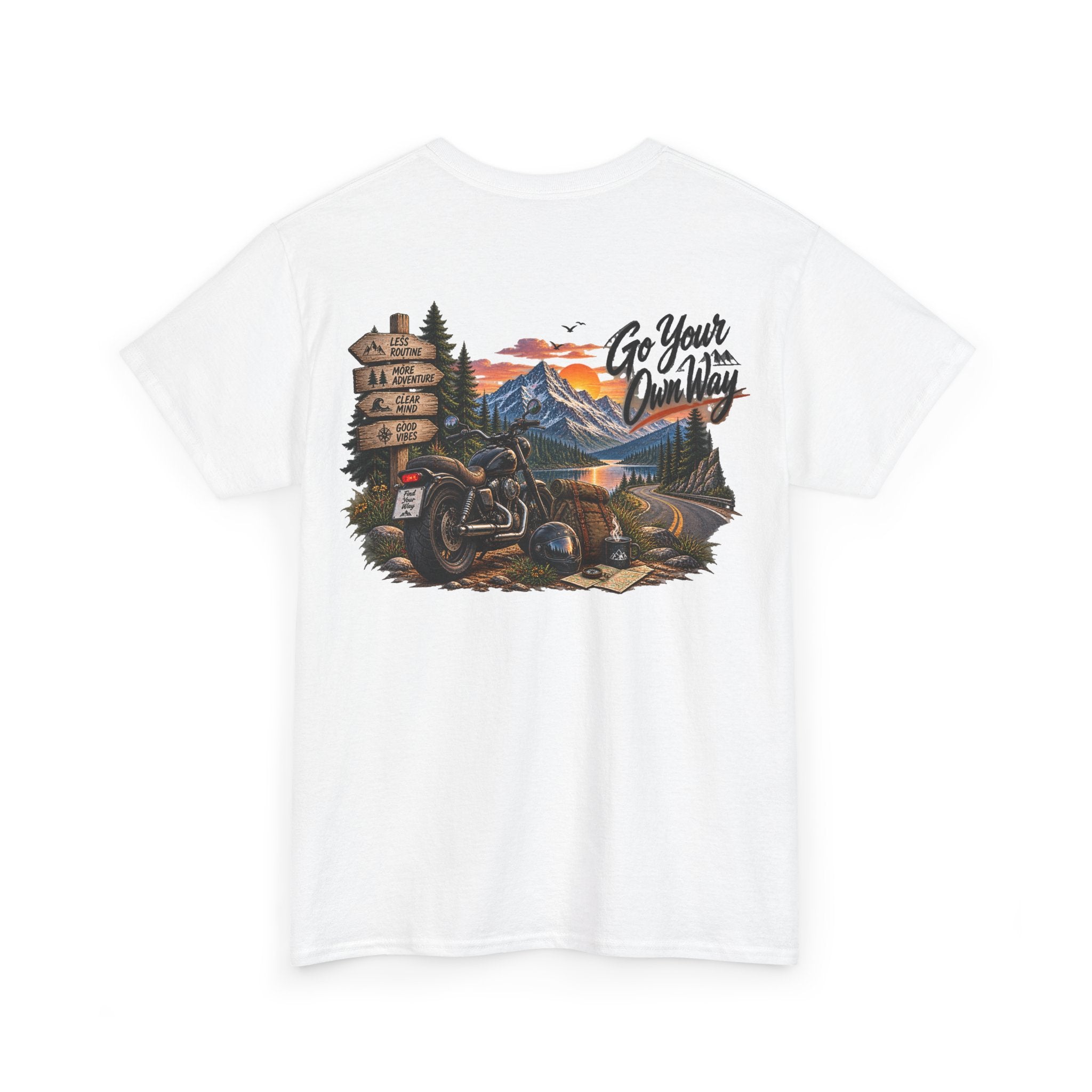 Adventure Motorcycle Tee — "Go Your Own Way" Scenic Biker T-Shirt