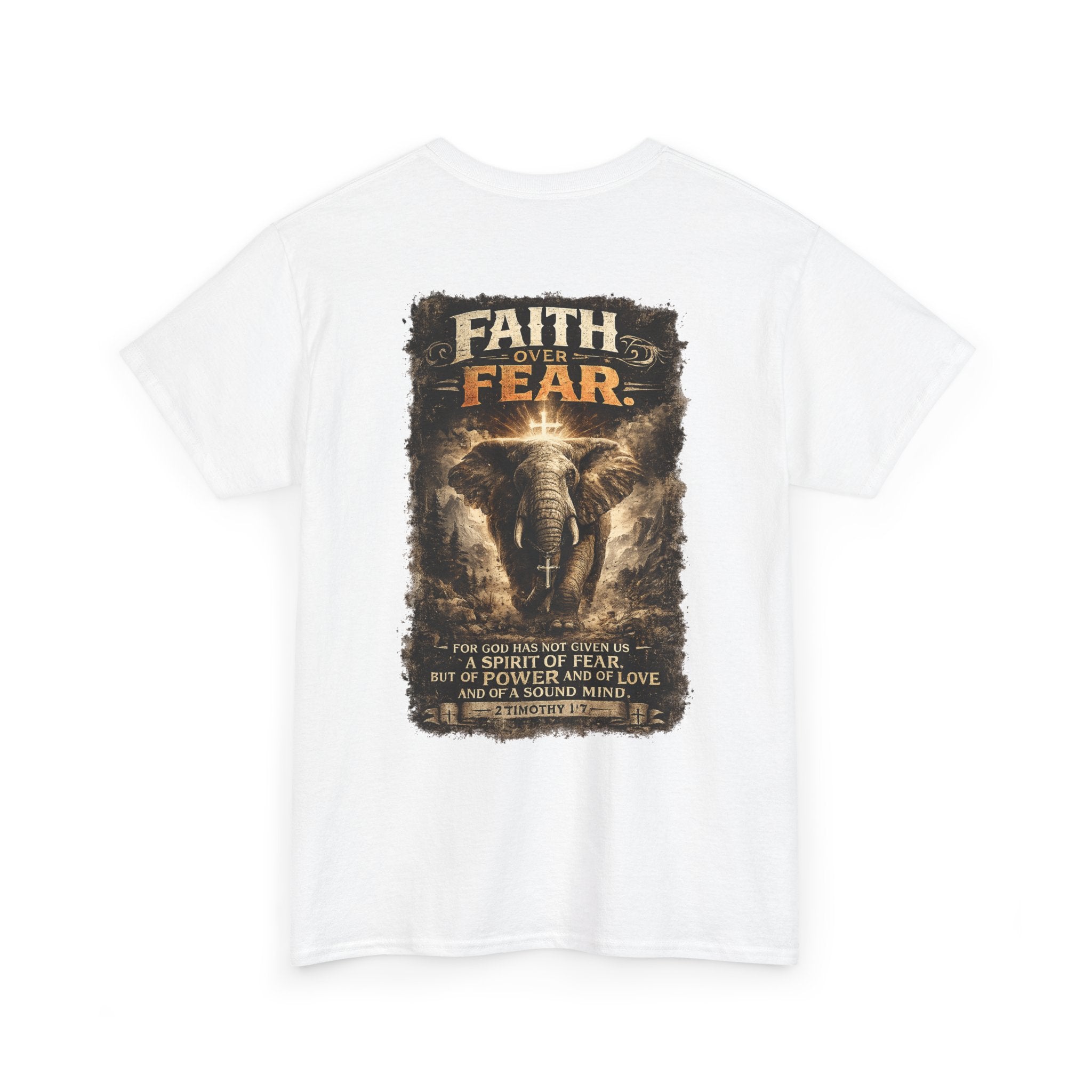 Faith Over Fear Elephant Graphic Tee — Inspirational Christian Shirt