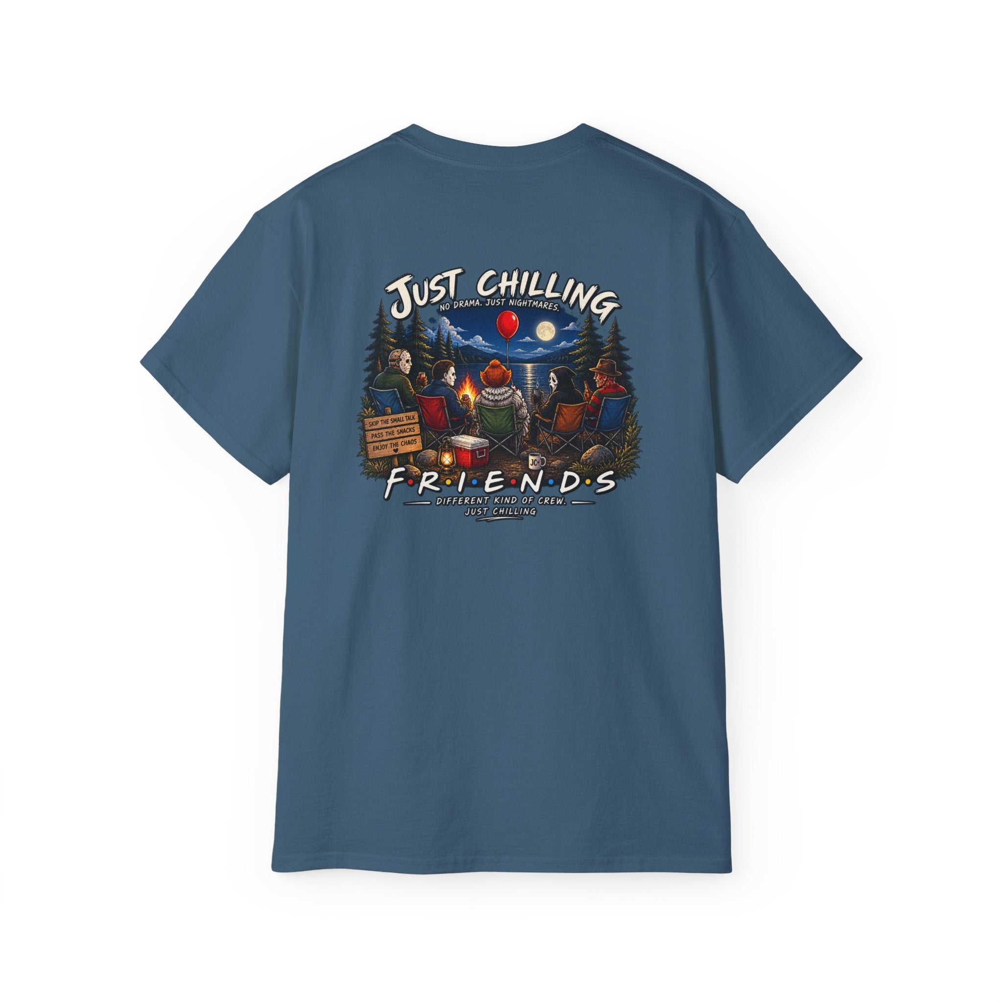 All Your Favorite Creepy Friends T-Shirt – Horror Movie Villains “Just Chilling” Graphic Tee | Made in the USA