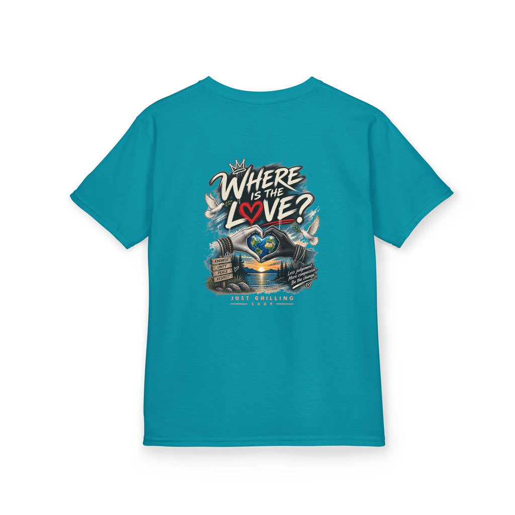 Where’s the Love? Kids Unisex Graphic Tee | Just Chilling Shop