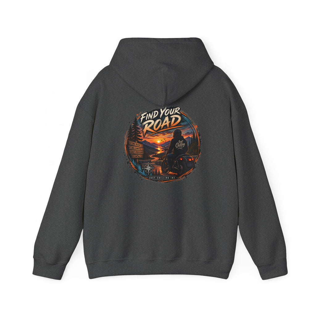 Hoodie — 'Find Your Road' Sunset Motorcycle Adventure Hooded Sweatshirt