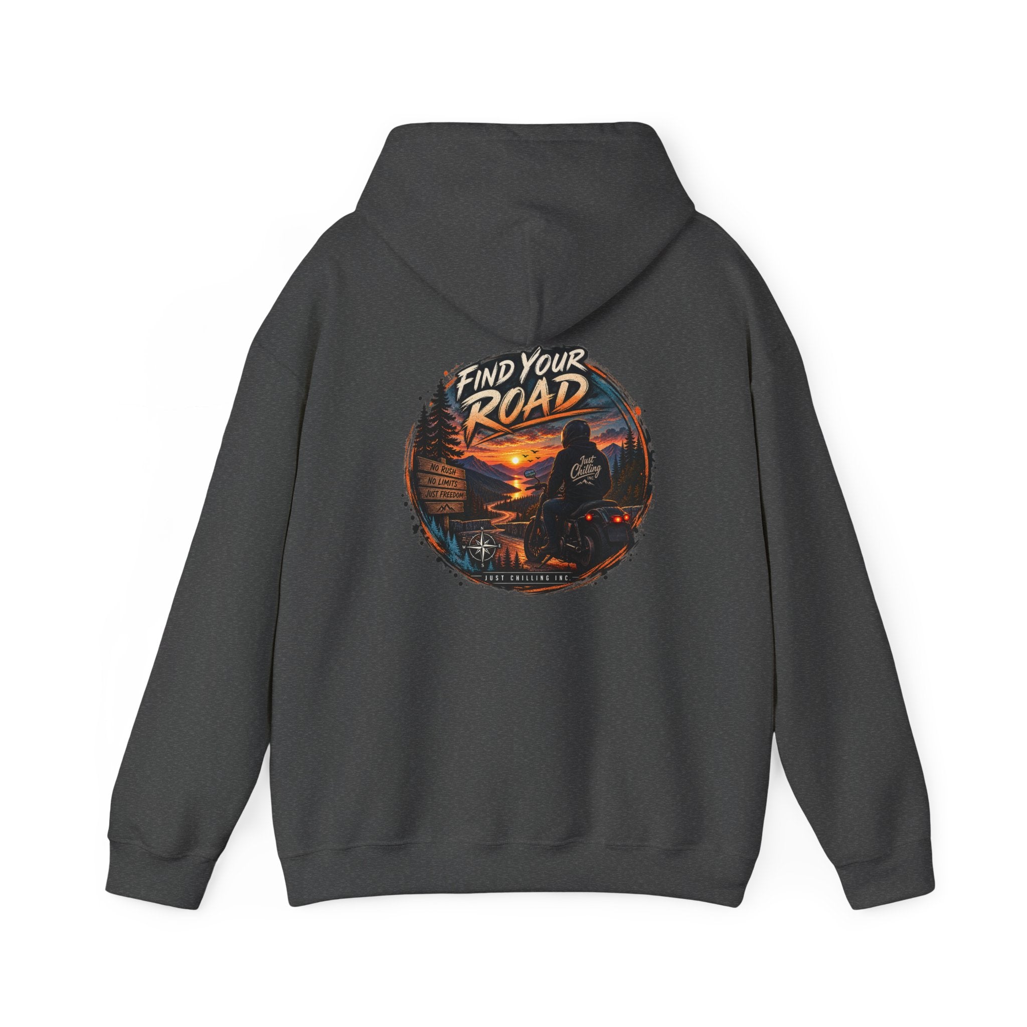 Hoodie — 'Find Your Road' Sunset Motorcycle Adventure Hooded Sweatshirt