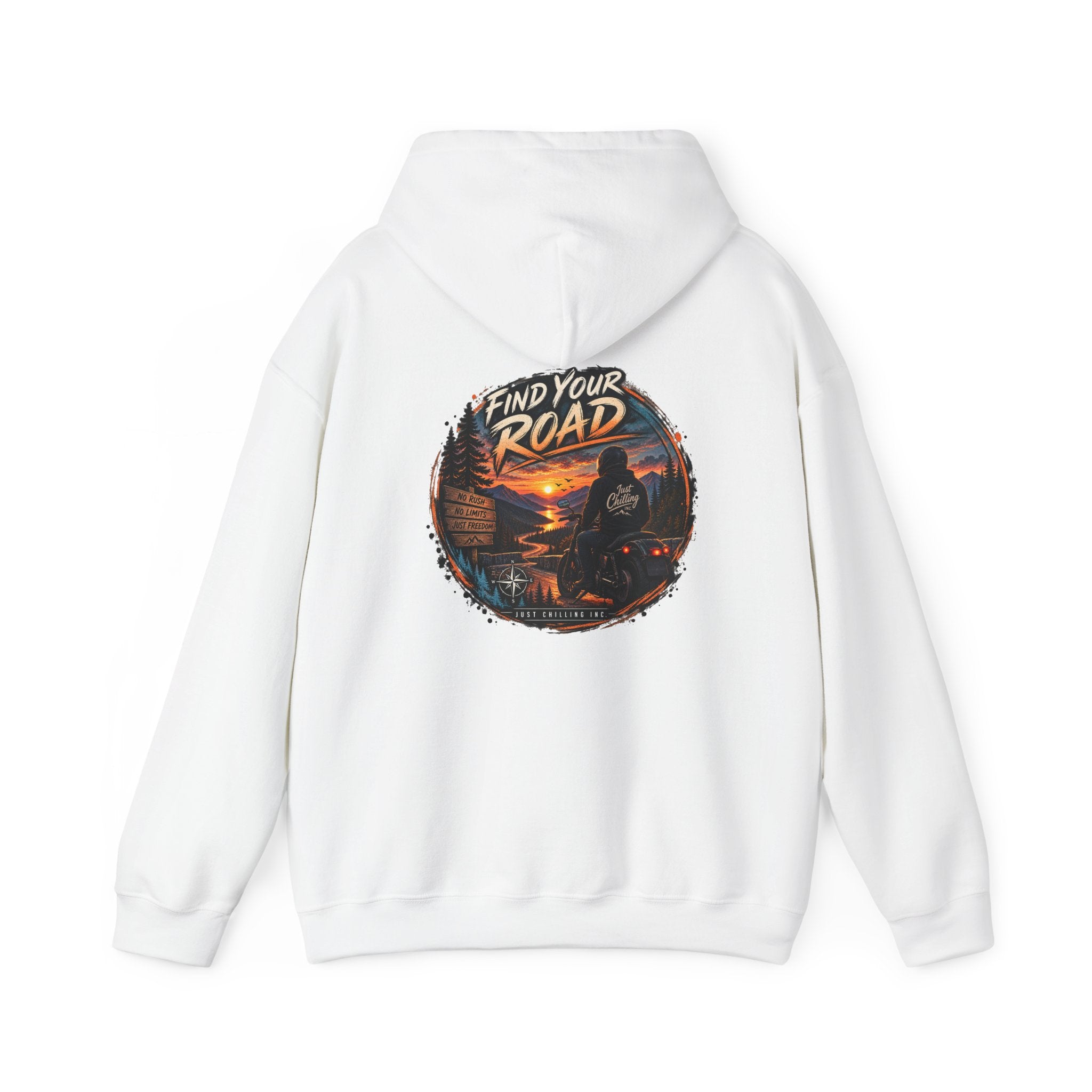 Hoodie — 'Find Your Road' Sunset Motorcycle Adventure Hooded Sweatshirt