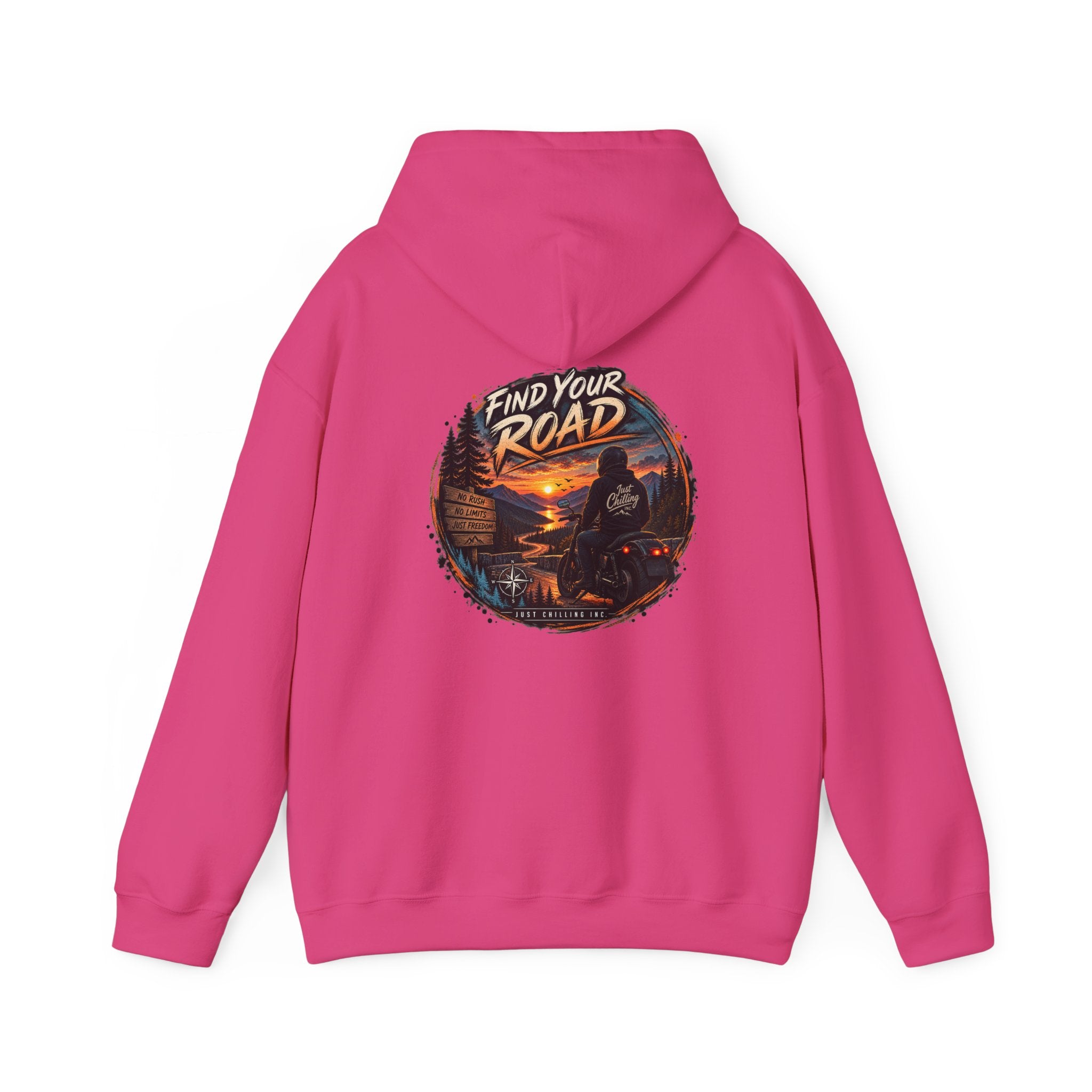Hoodie — 'Find Your Road' Sunset Motorcycle Adventure Hooded Sweatshirt