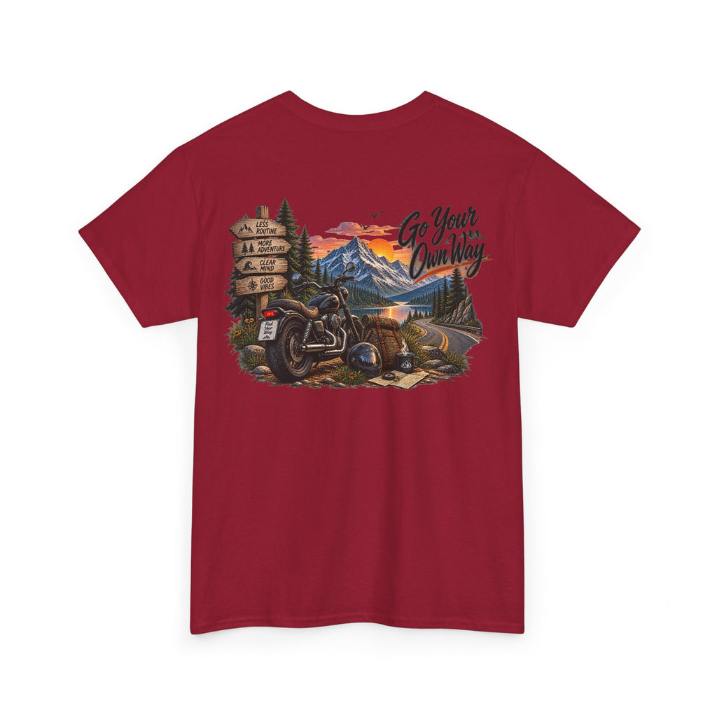 Adventure Motorcycle Tee — "Go Your Own Way" Scenic Biker T-Shirt
