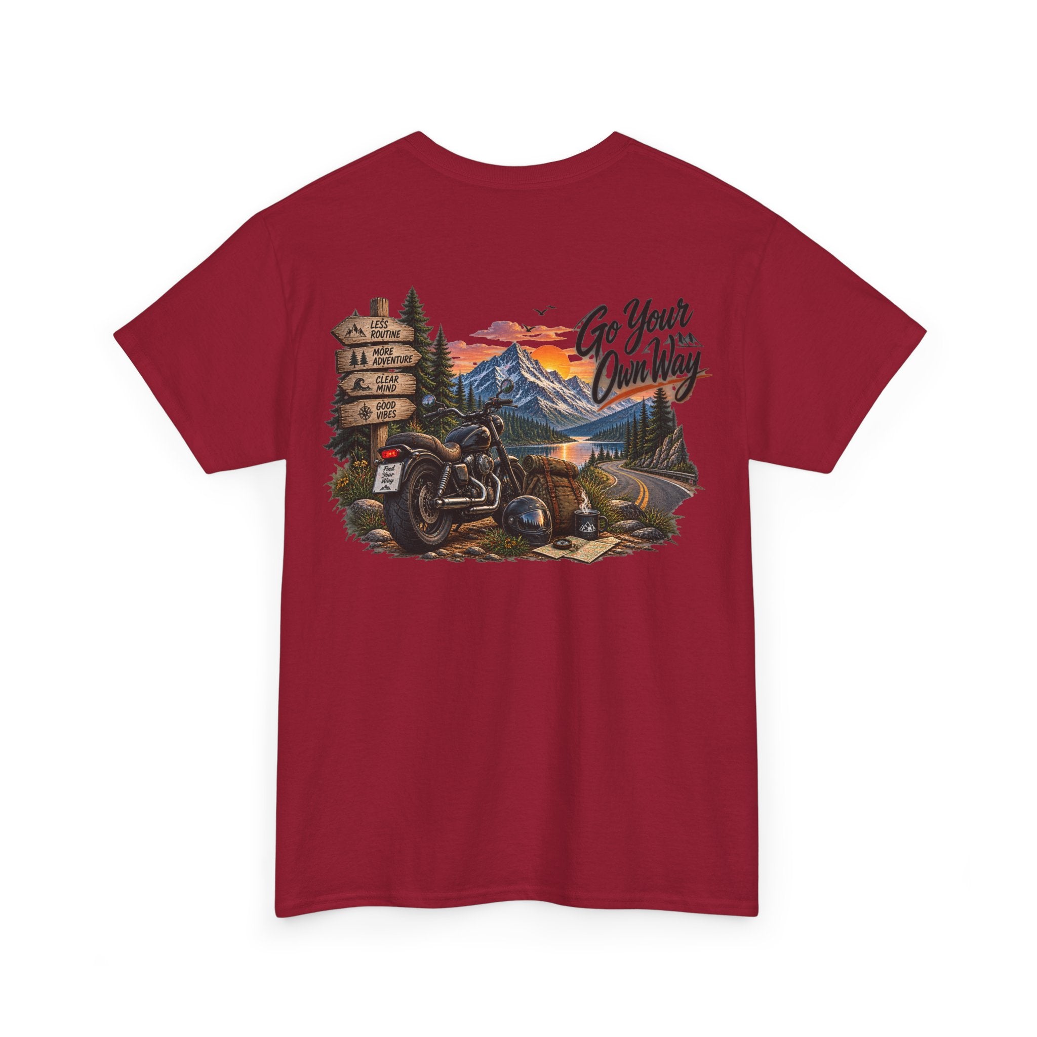Adventure Motorcycle Tee — "Go Your Own Way" Scenic Biker T-Shirt
