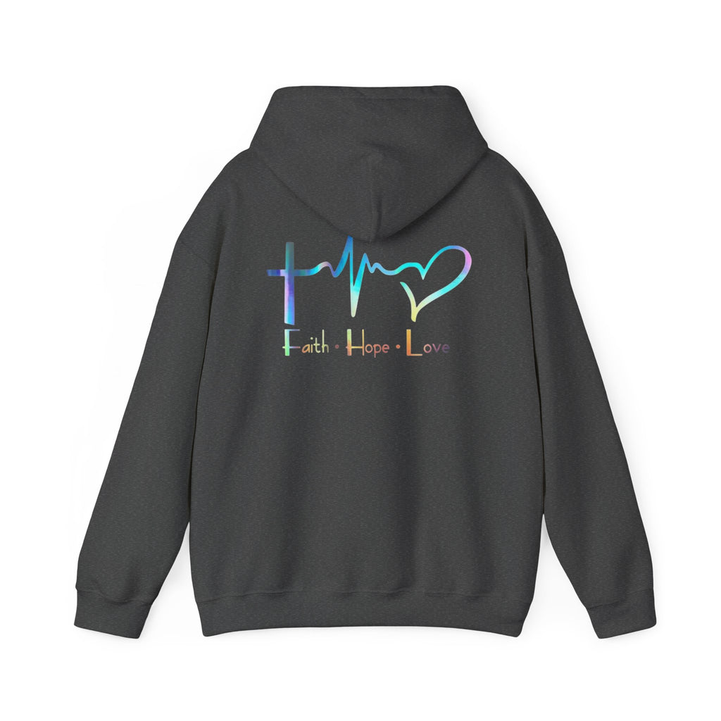 Faith Hope Love Hoodie – Christian Cross Heartbeat Pullover