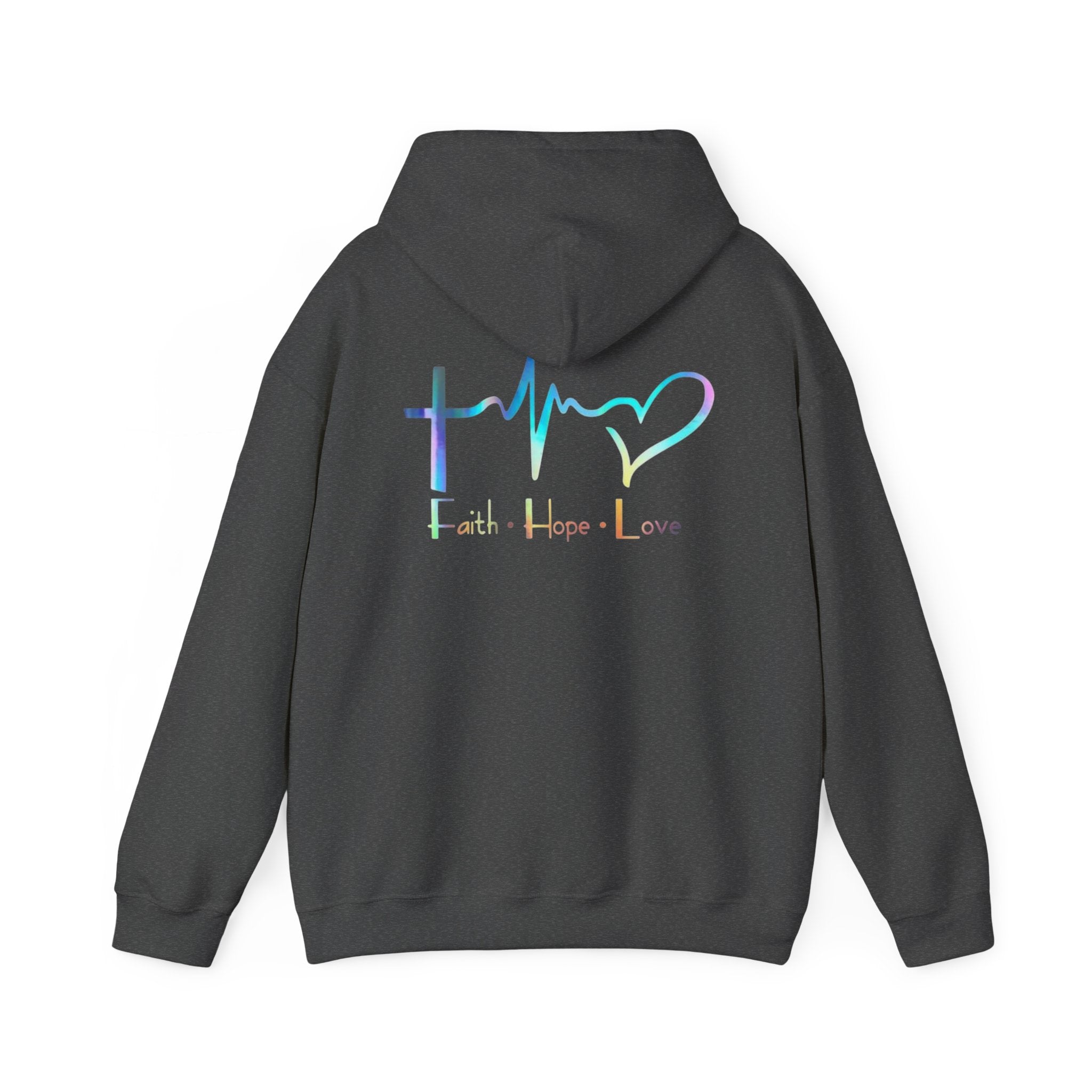 Faith Hope Love Hoodie – Christian Cross Heartbeat Pullover