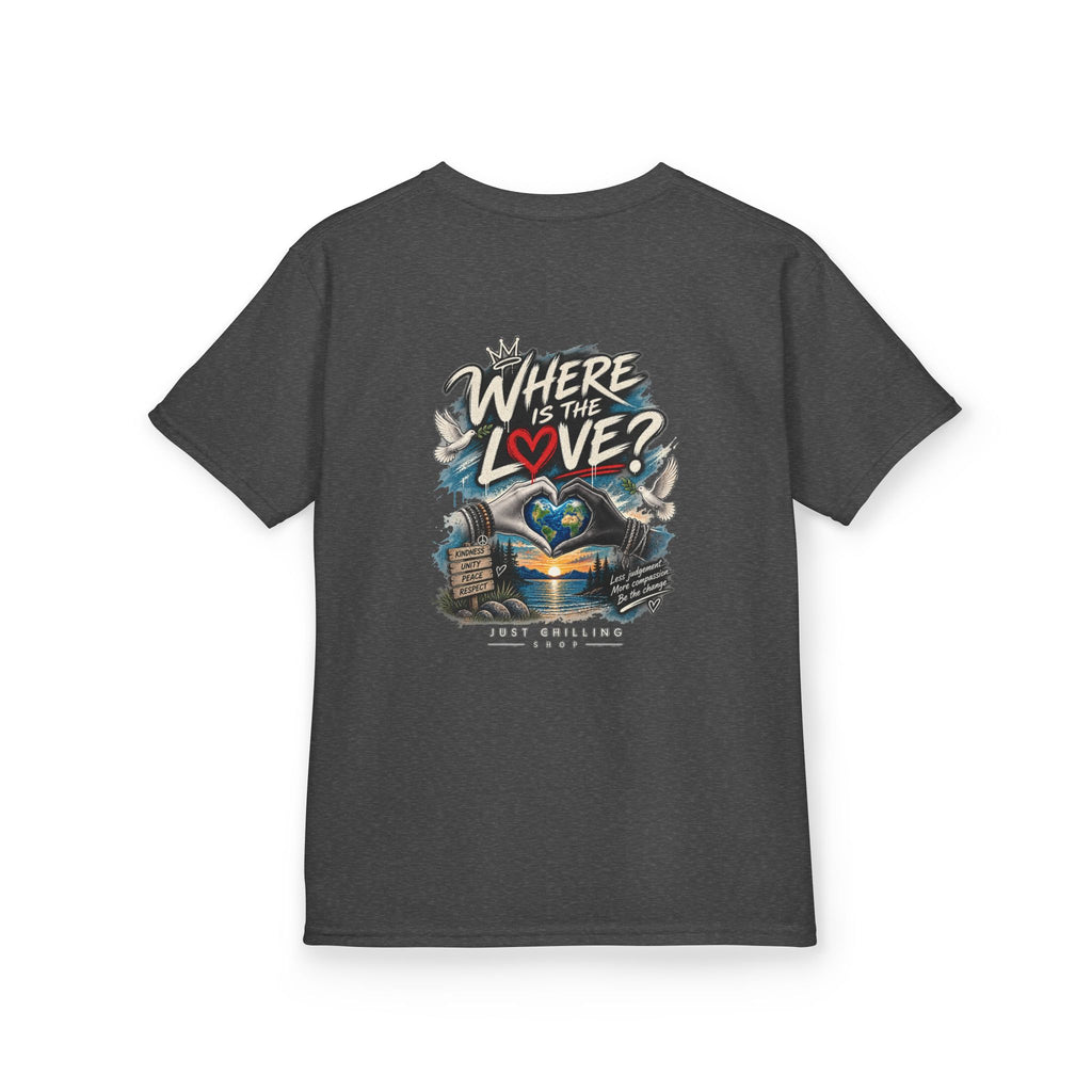 Where’s the Love? Kids Unisex Graphic Tee | Just Chilling Shop