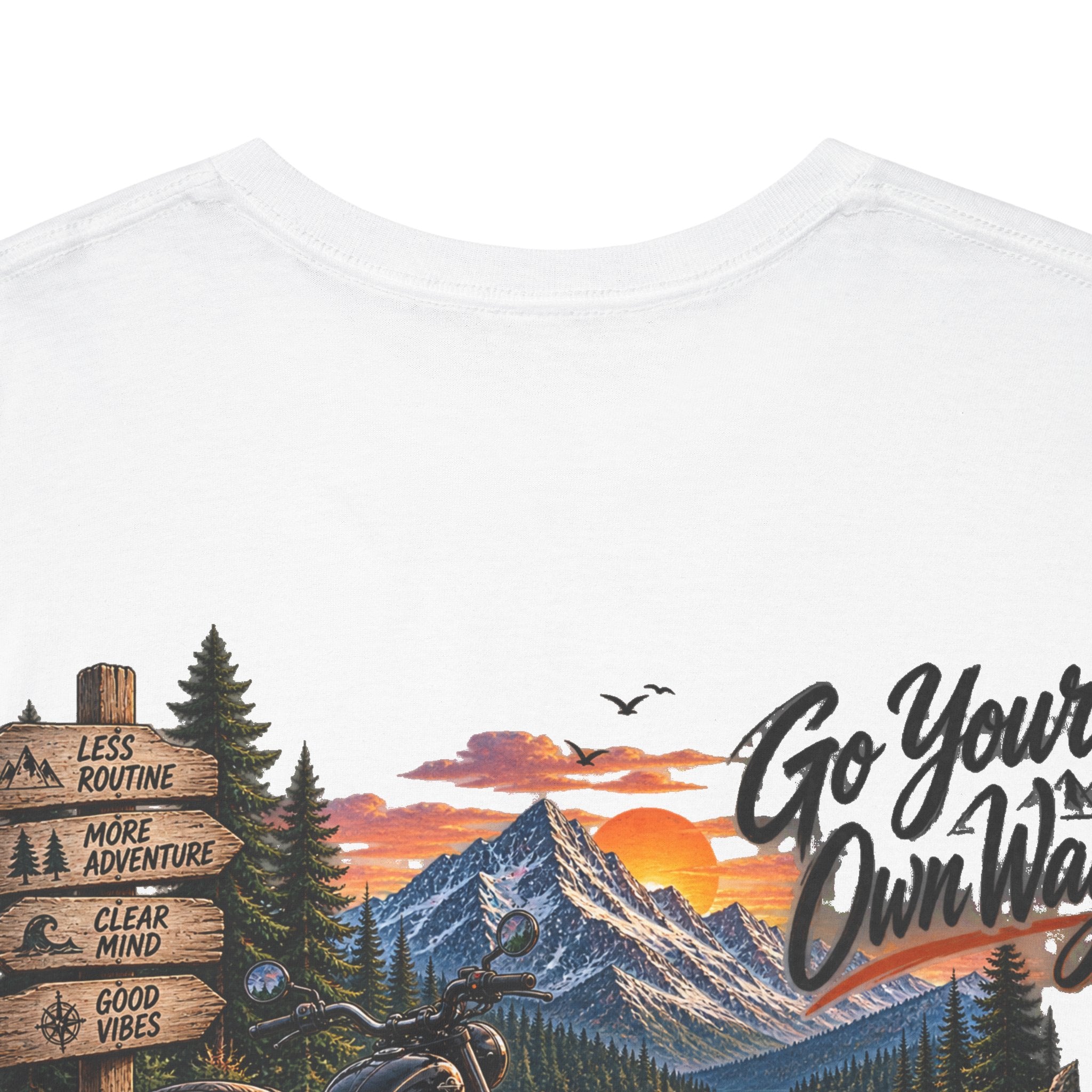 Adventure Motorcycle Tee — "Go Your Own Way" Scenic Biker T-Shirt