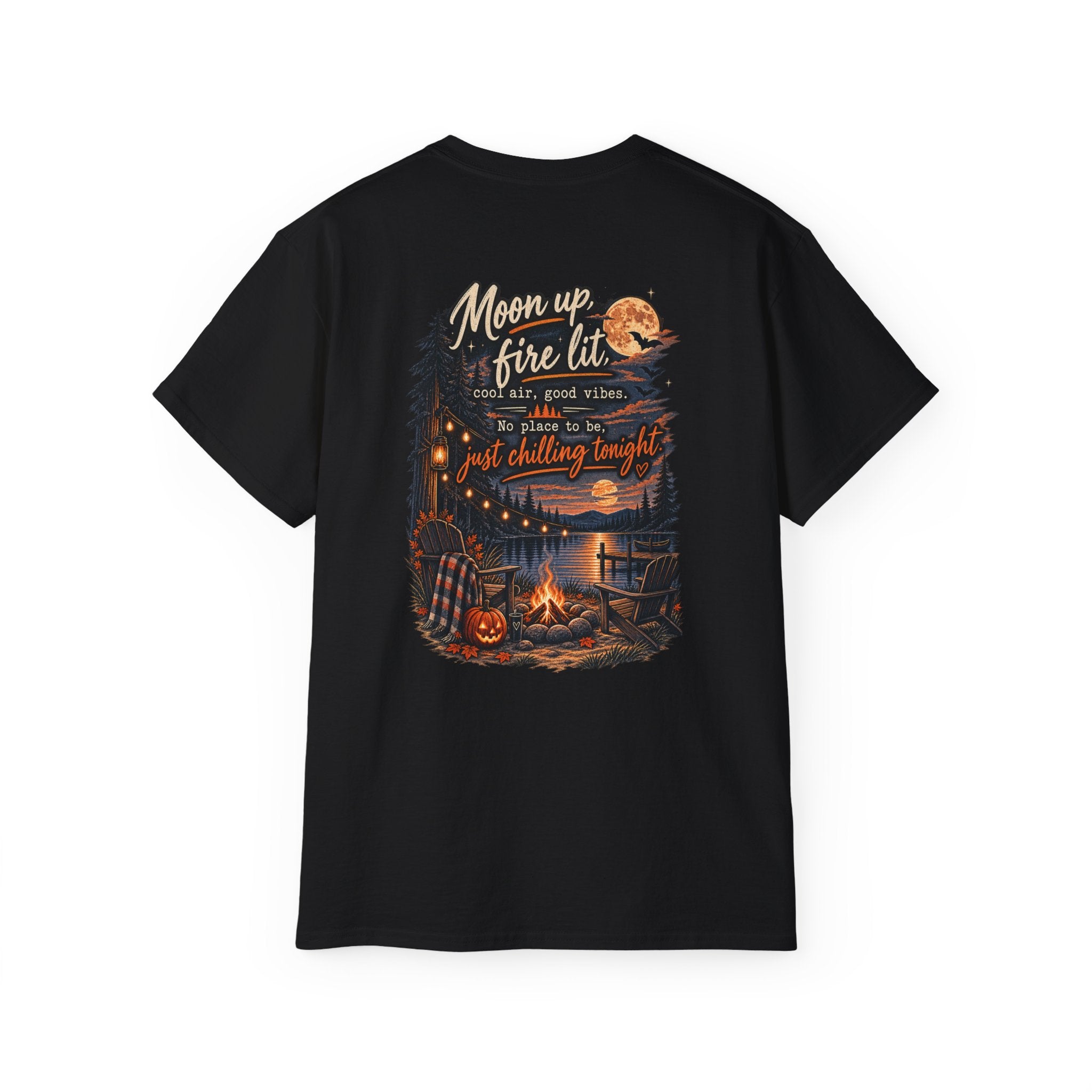 Campfire Night Tee — "Moon up, fire lit" Graphic T-Shirt