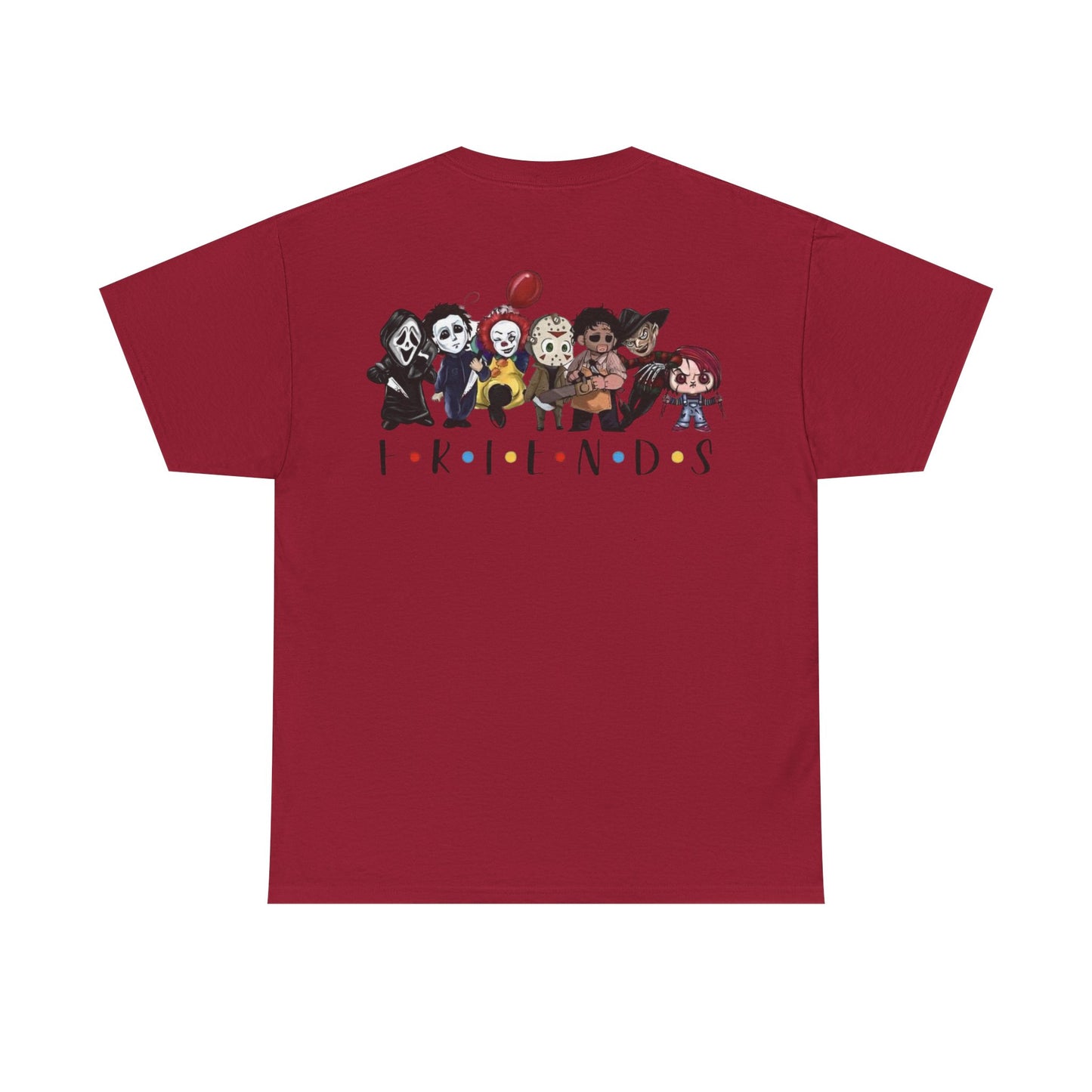 Creepy Friends Chibi Horror Tee – Funny Halloween Cartoon Villains T-Shirt, Unisex, Made in the USA