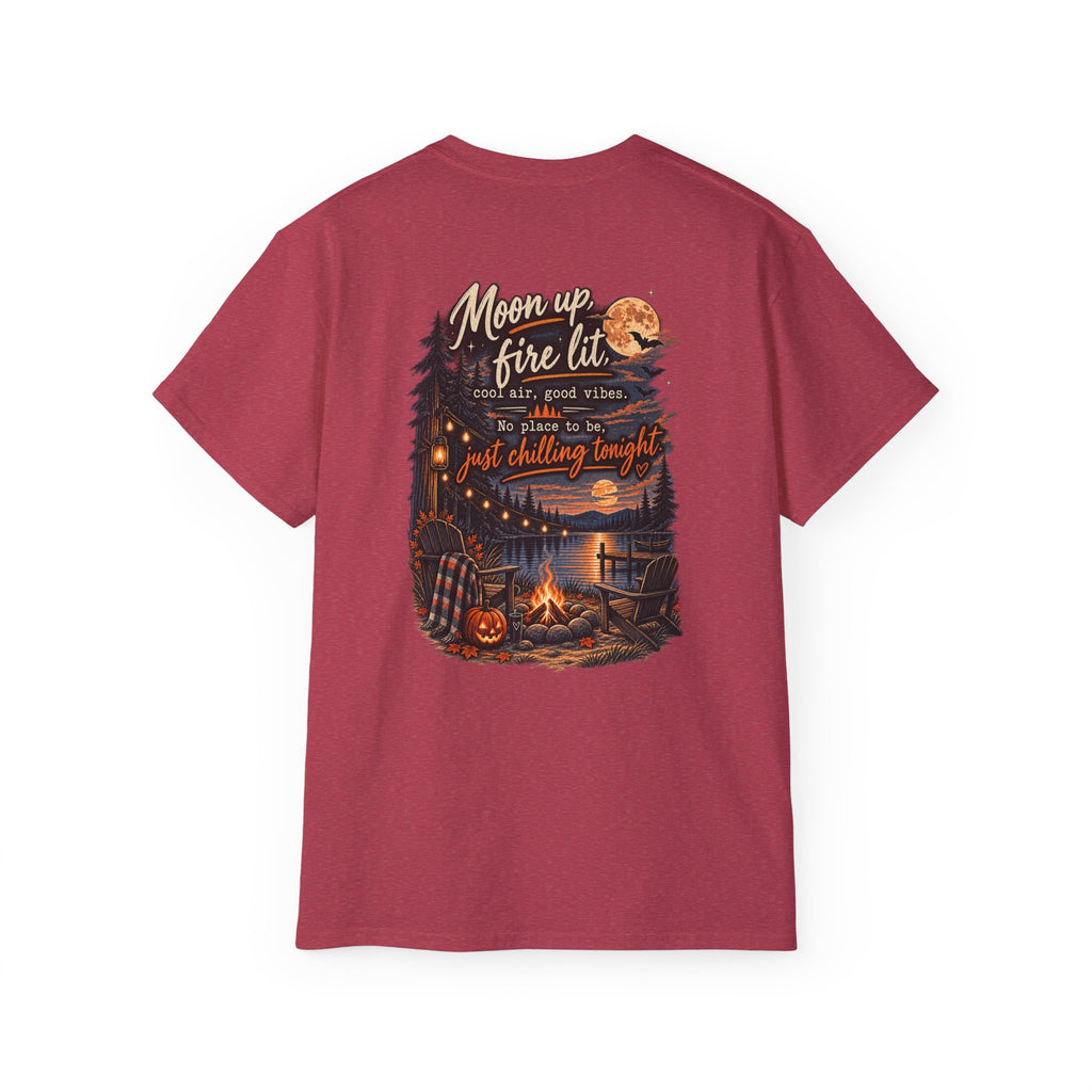Campfire Night Tee — "Moon up, fire lit" Graphic T-Shirt
