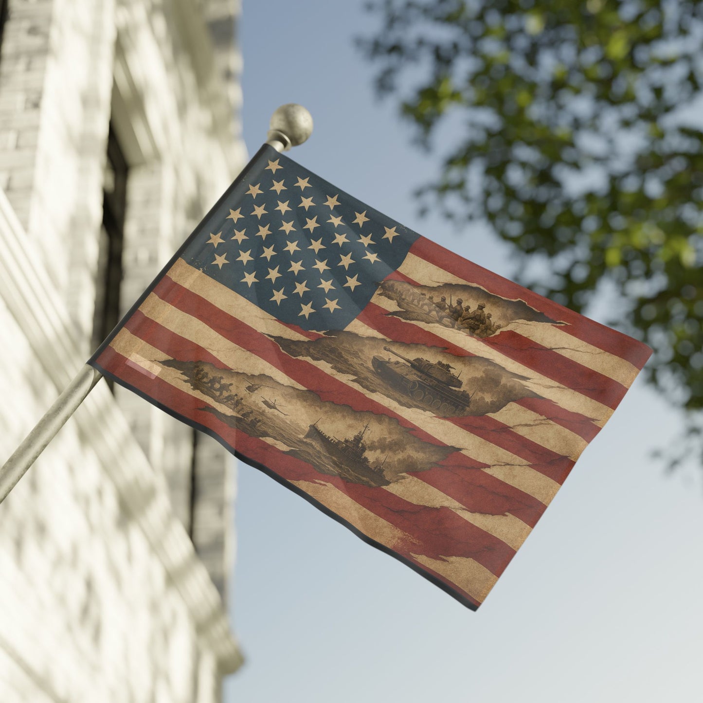 Torn American Flag - Hidden Battles Patriotic Wall Art
