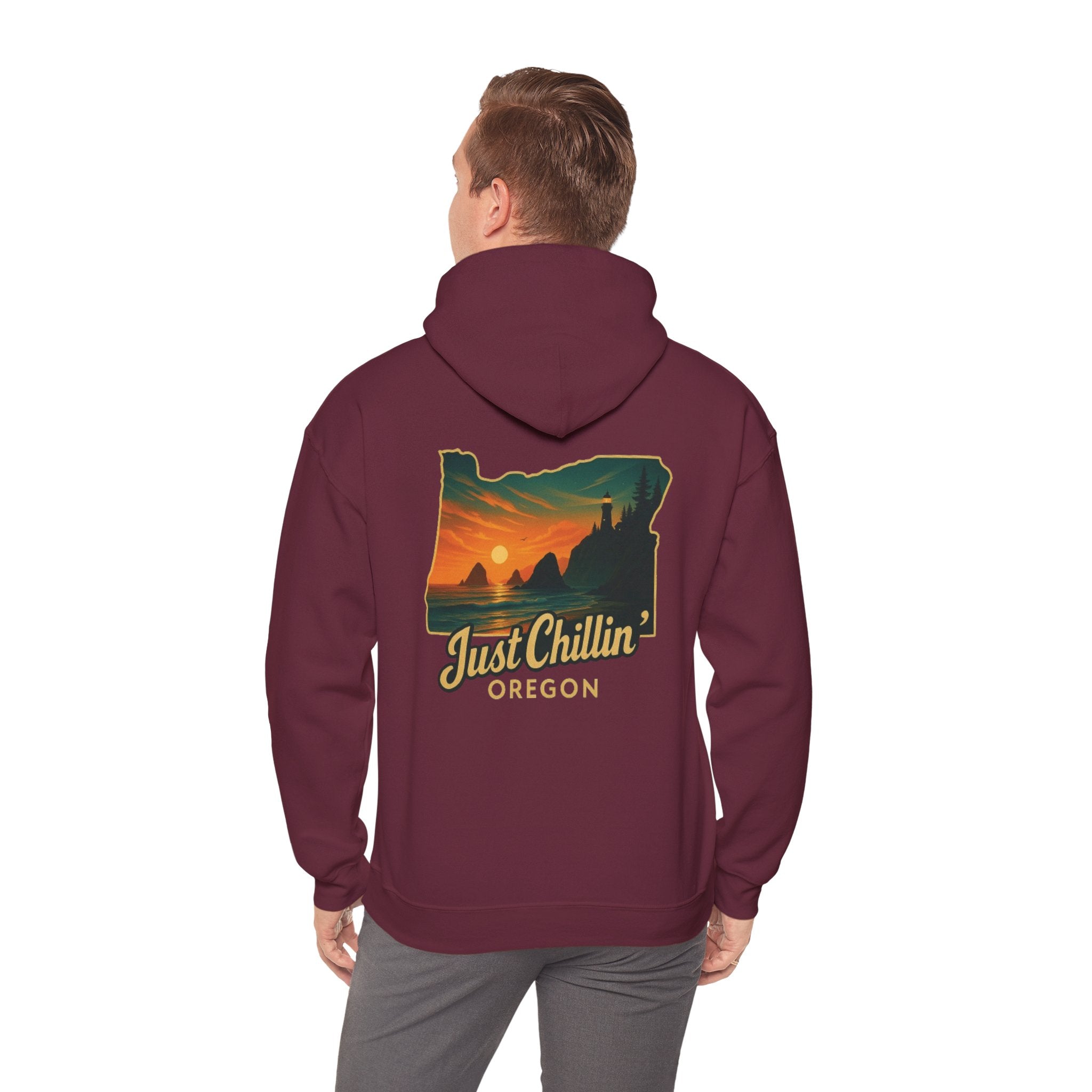 Oregon Sunset Hoodie — "Just Chillin'" Scenic Travel Pullover