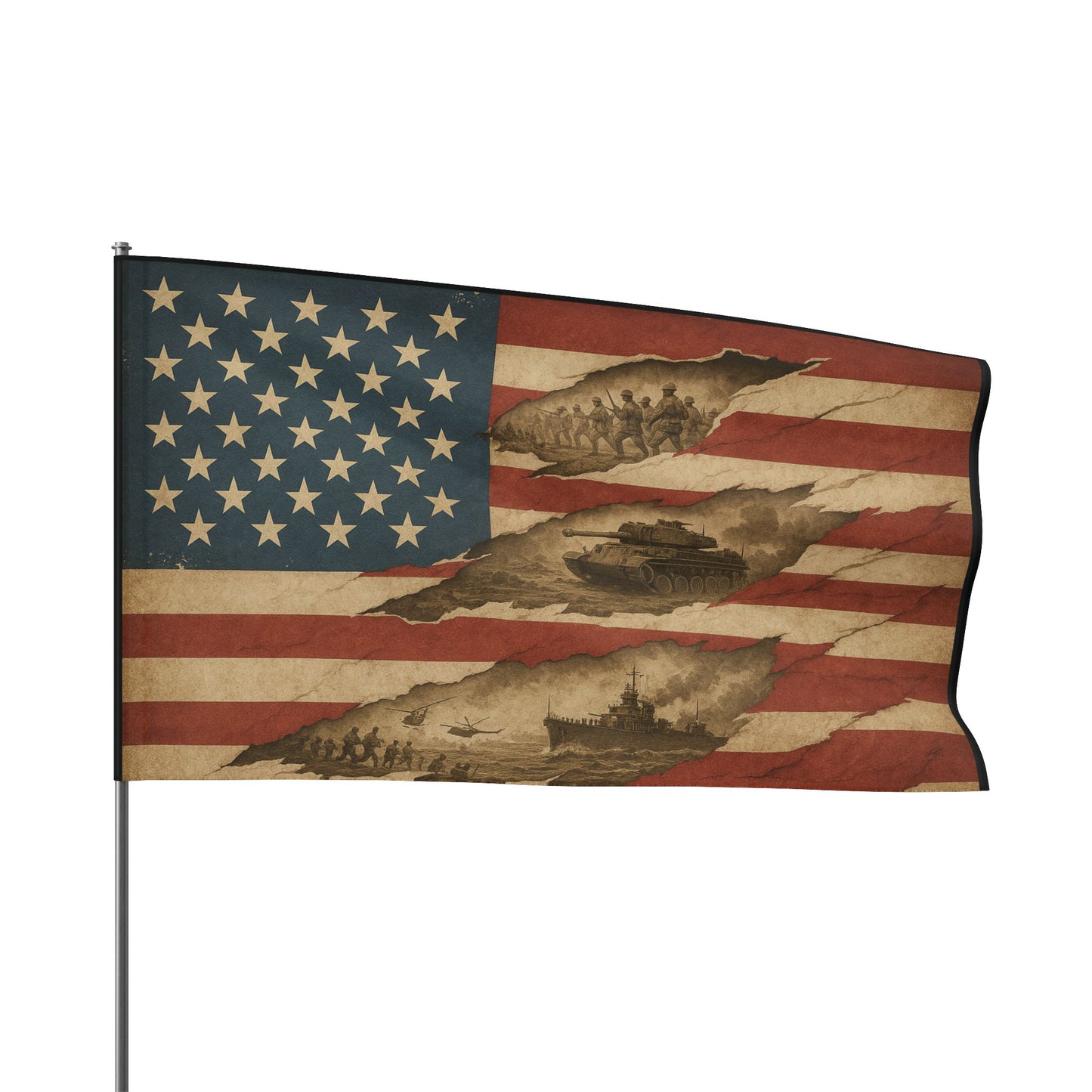 Torn American Flag - Hidden Battles Patriotic Wall Art