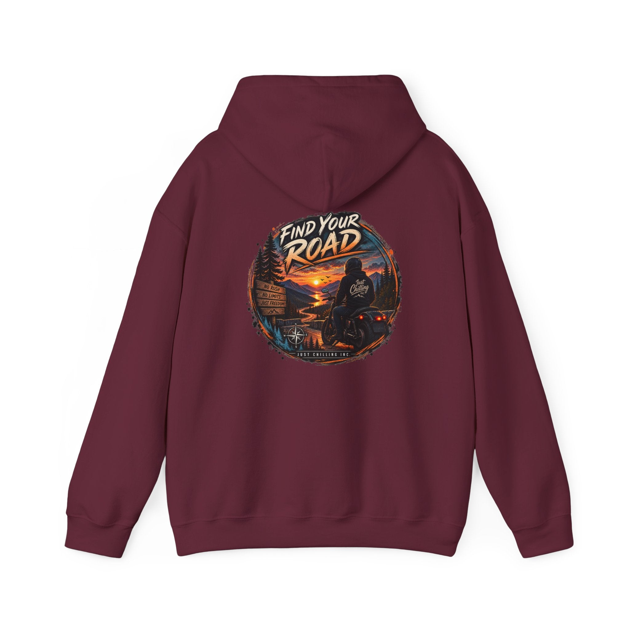 Hoodie — 'Find Your Road' Sunset Motorcycle Adventure Hooded Sweatshirt
