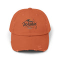 Distressed Baseball Cap - "Wishin' I Was Fishin'" Vintage Fishing Hat