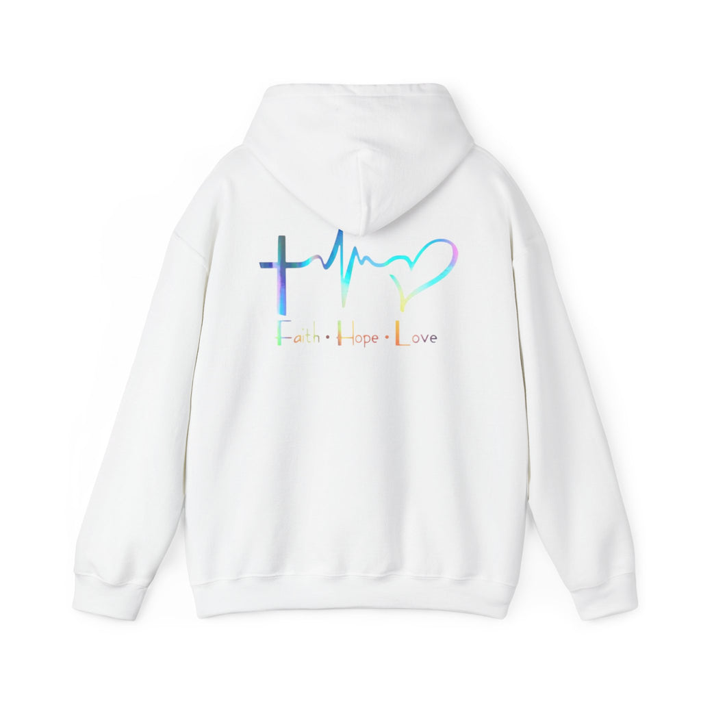 Faith Hope Love Hoodie – Christian Cross Heartbeat Pullover
