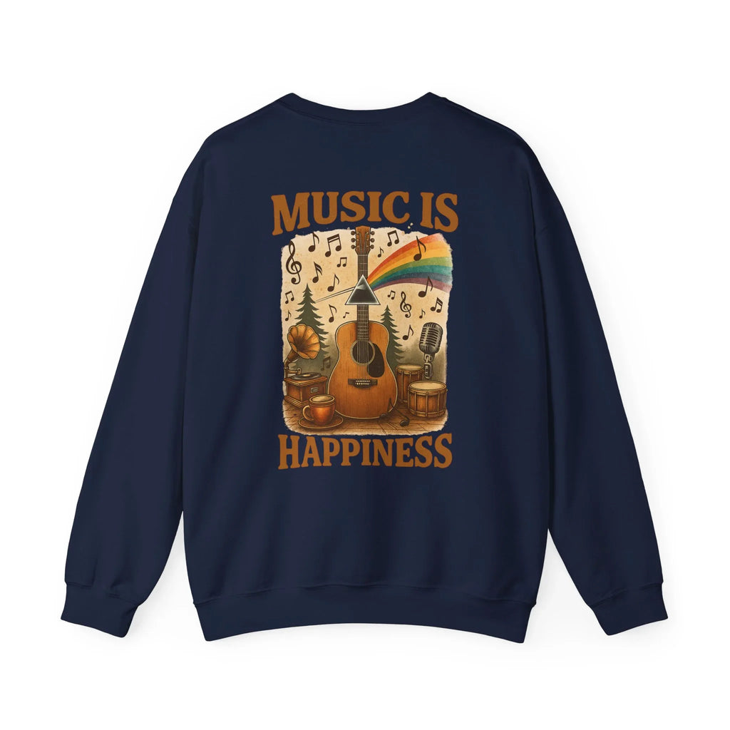 Music is Happiness Lightweight Crewneck Sweatshirt - Just Chilling Inc.