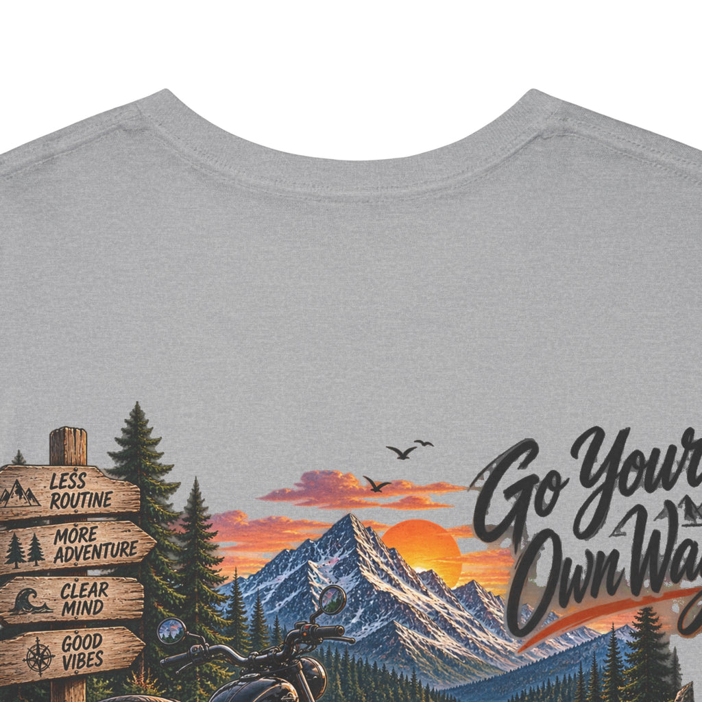 Adventure Motorcycle Tee — "Go Your Own Way" Scenic Biker T-Shirt