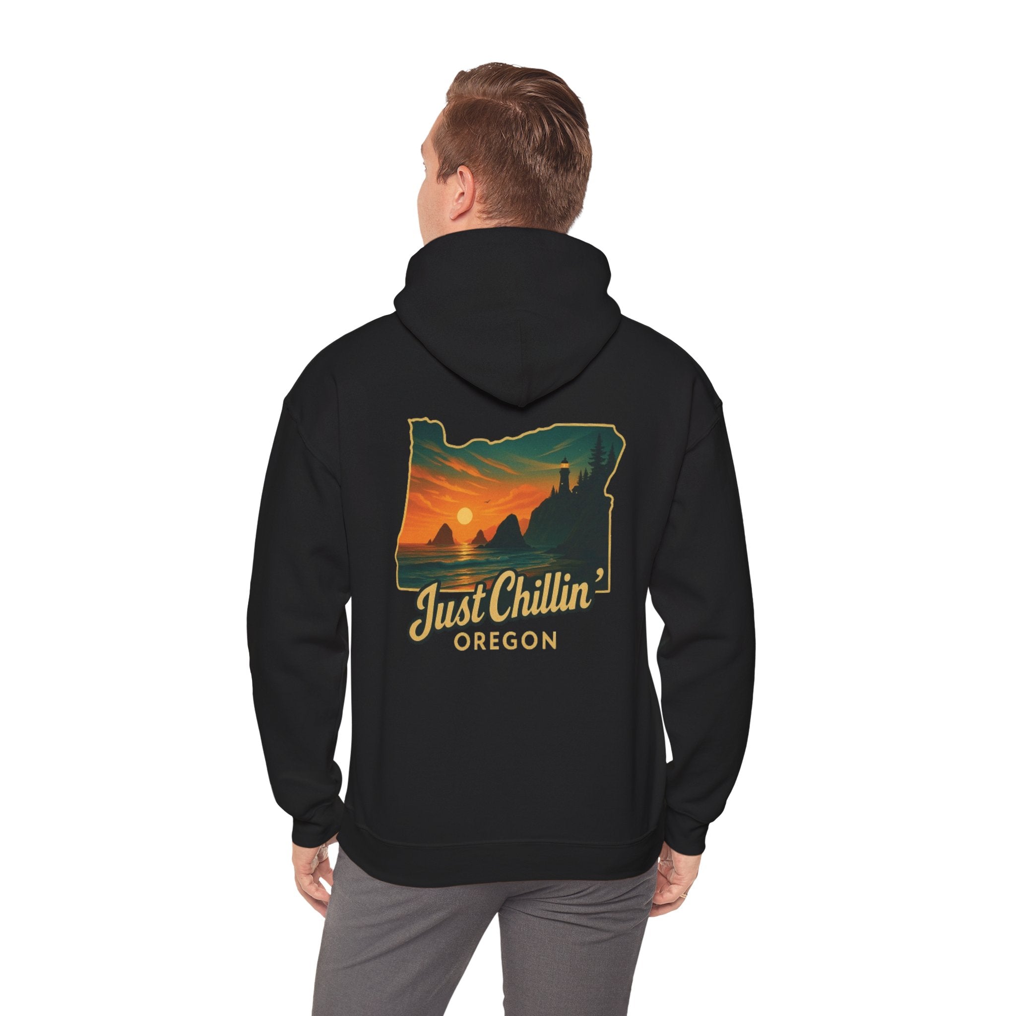 Oregon Sunset Hoodie — "Just Chillin'" Scenic Travel Pullover
