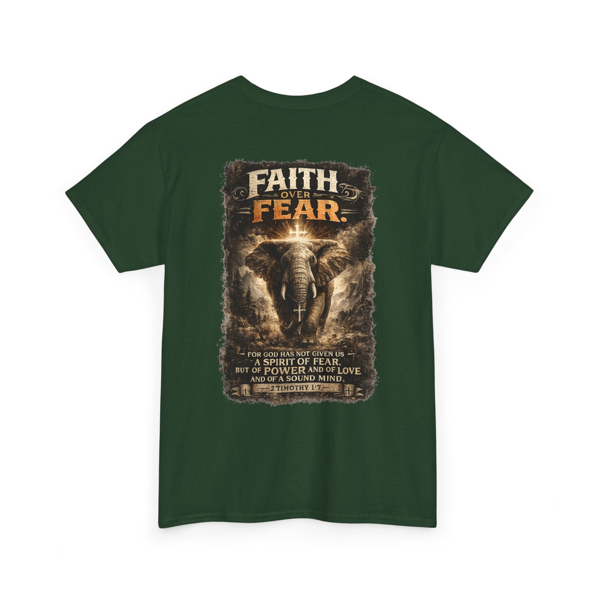 Faith Over Fear Elephant Graphic Tee — Inspirational Christian Shirt
